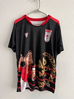 Black & Red Graphic Soccer Jersey with Crest